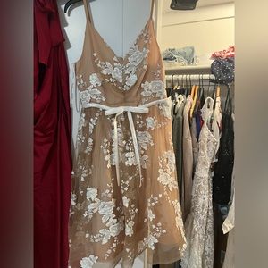 White and Nude Lace Calvin Klein Dress